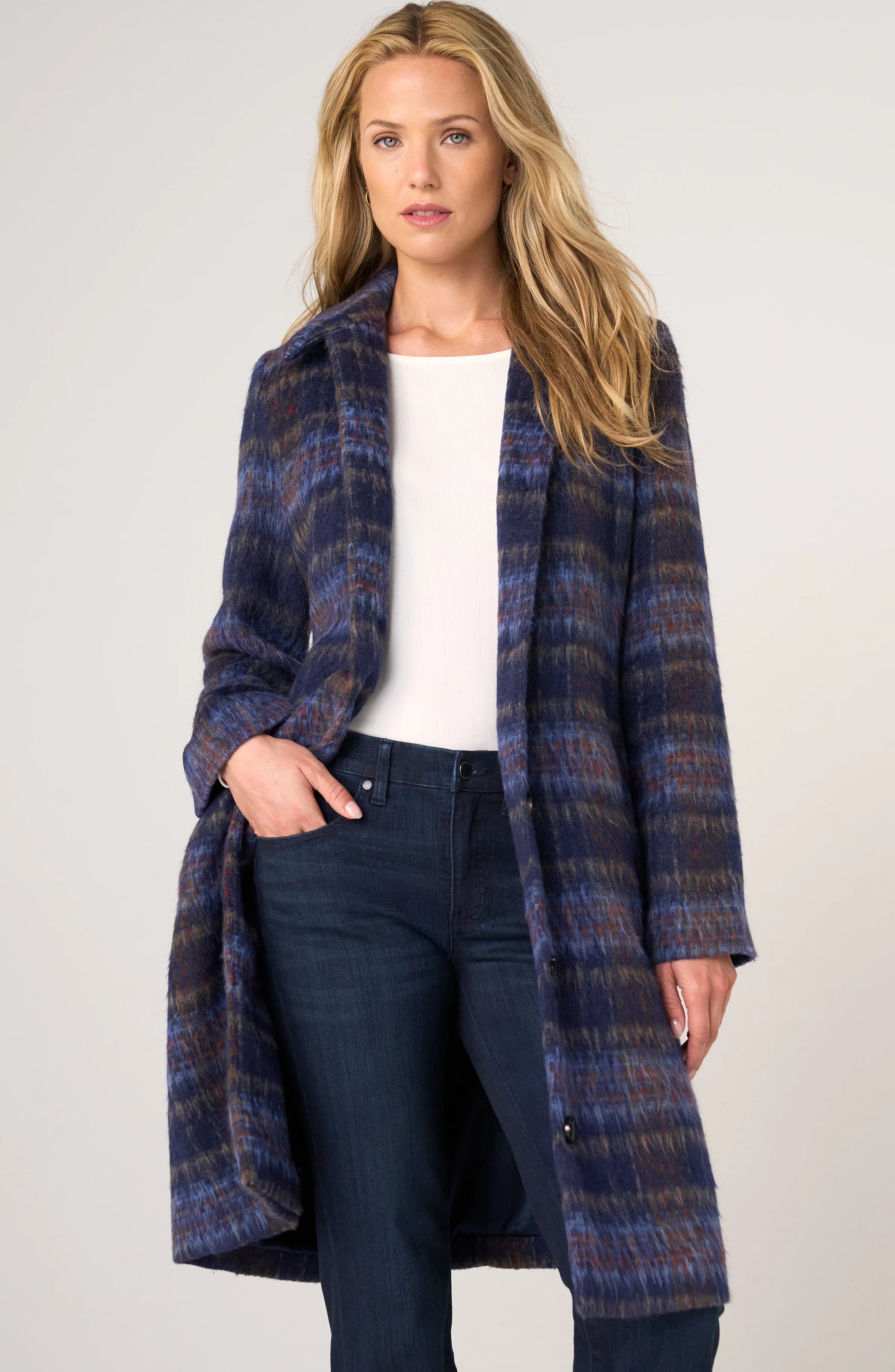 Swing Coat ombre plaid women's coat by LIVERPOOL LOS ANGELES