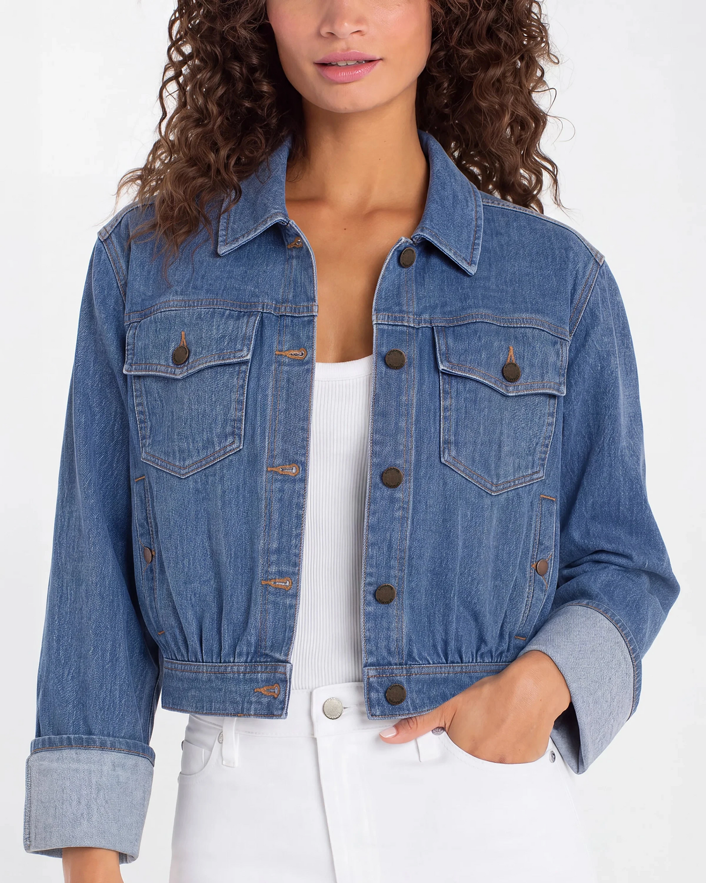 Dreamer Jacket blue chenille trucker jacket by LIVERPOOL LOS ANGELES