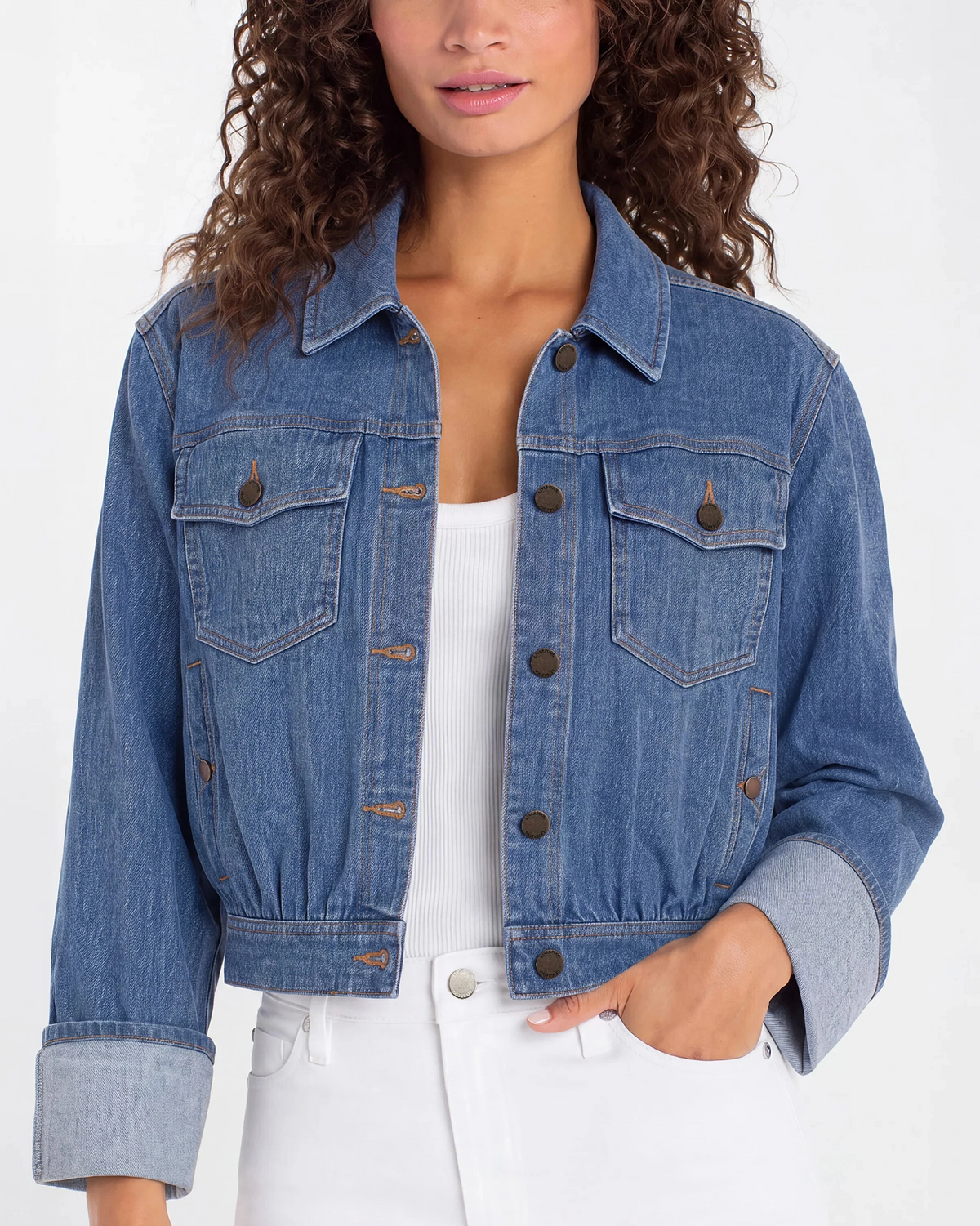 Dreamer Jacket blue chenille trucker jacket by LIVERPOOL LOS ANGELES