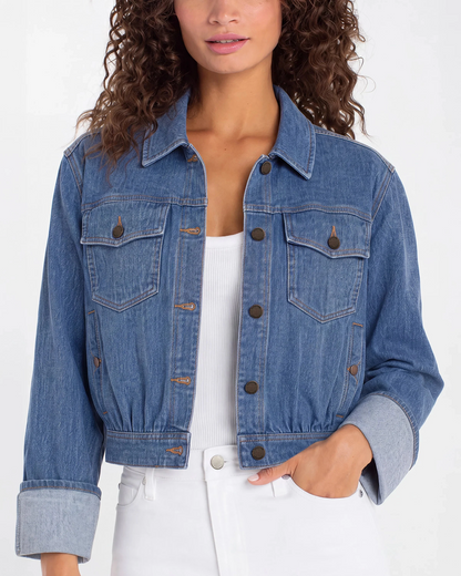 Dreamer Jacket blue chenille trucker jacket by LIVERPOOL LOS ANGELES