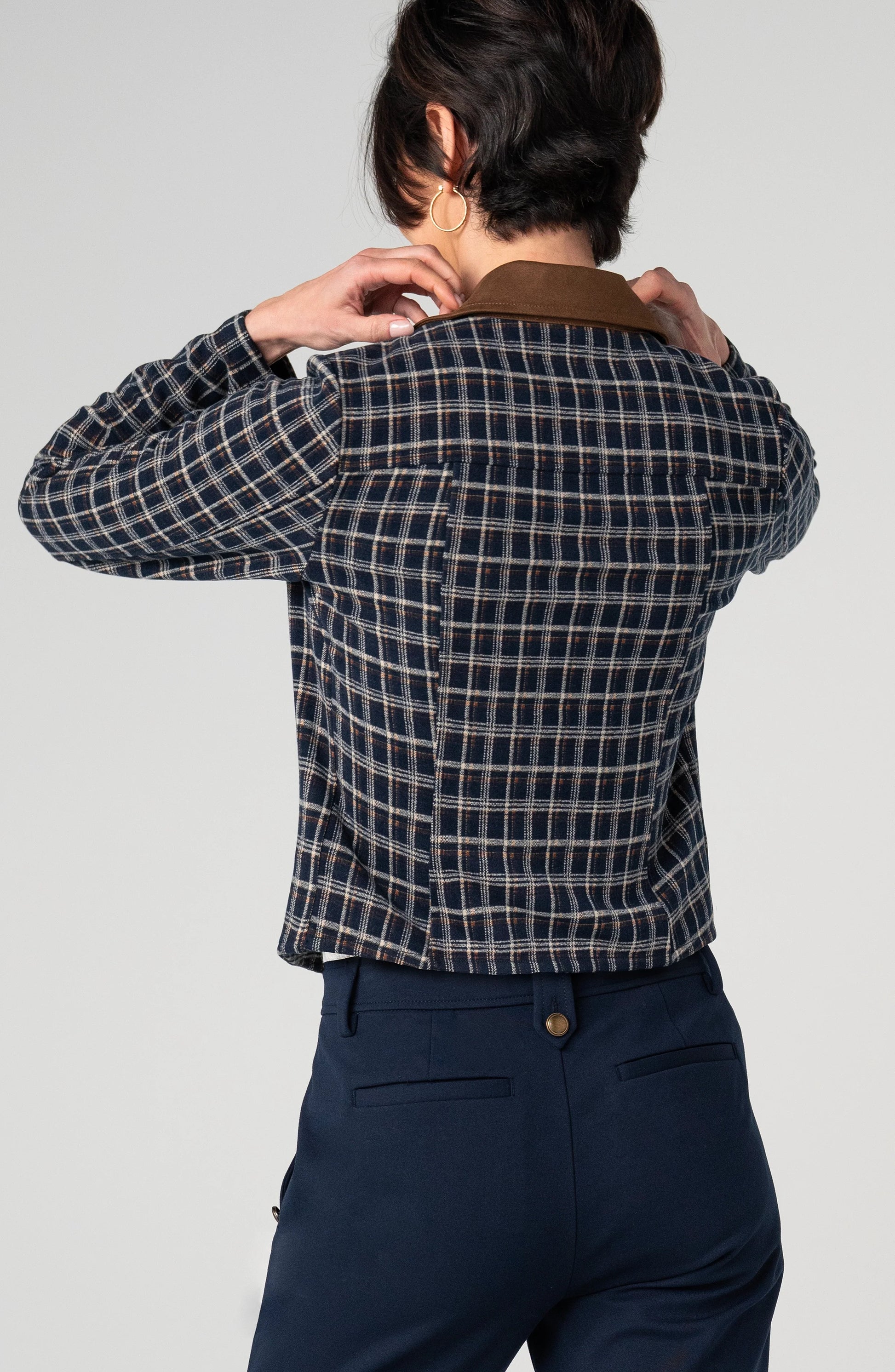 Cropped Blazer plaid women's jacket by LIVERPOOL LOS ANGELES