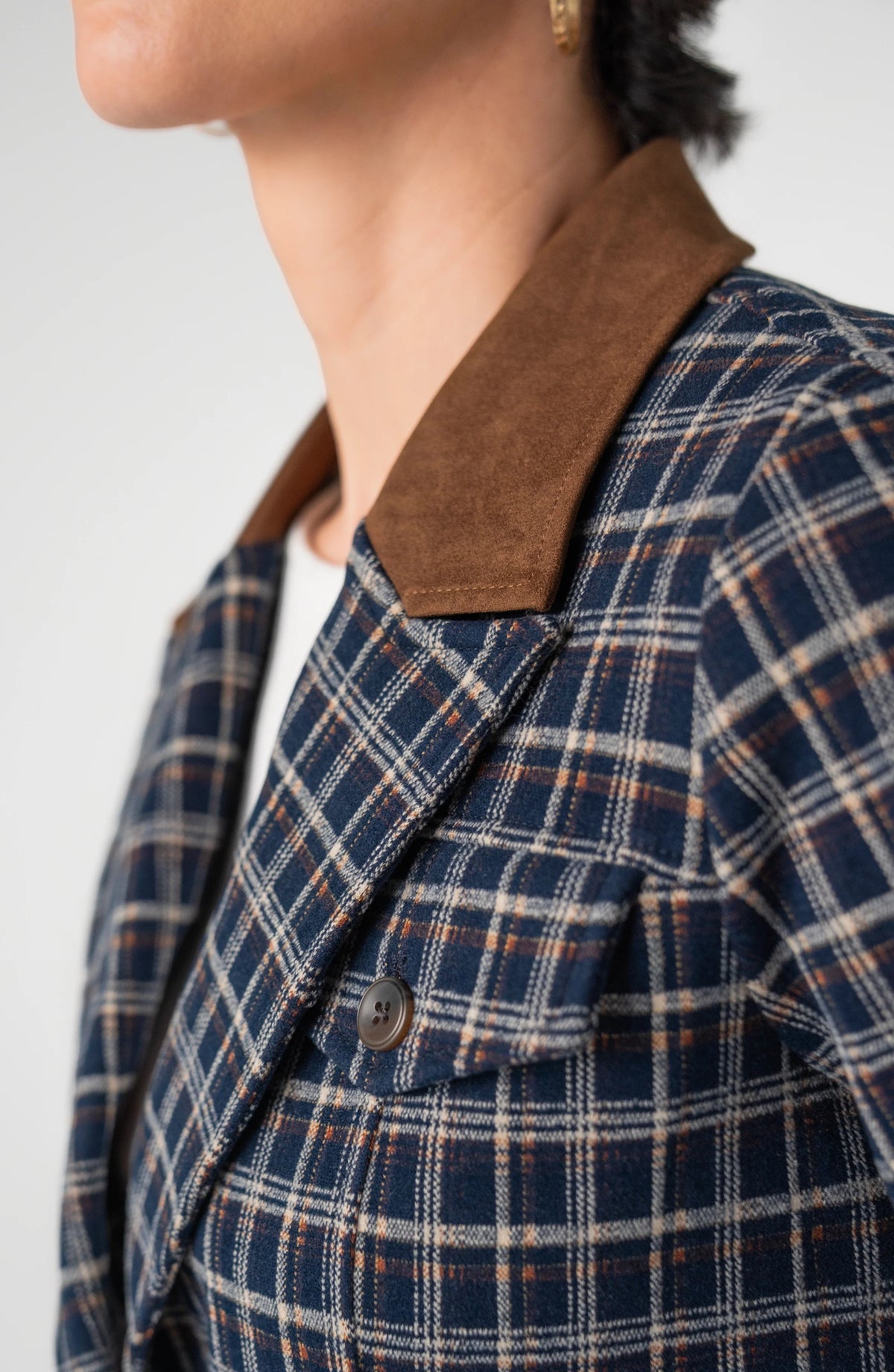 Cropped Blazer plaid jacket by LIVERPOOL LOS ANGELES