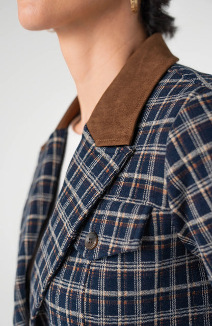 Cropped Blazer plaid jacket by LIVERPOOL LOS ANGELES