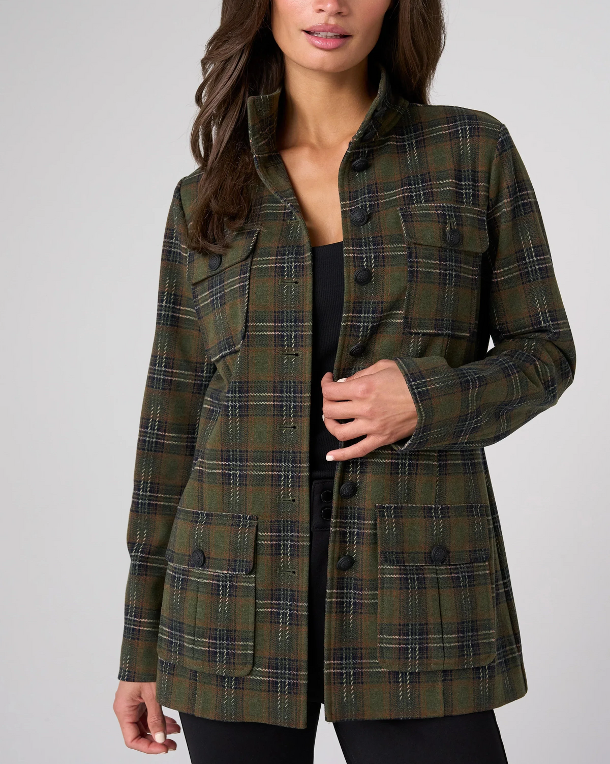 Funnel Neck Field Jacket in plaid by LIVERPOOL LOS ANGELES