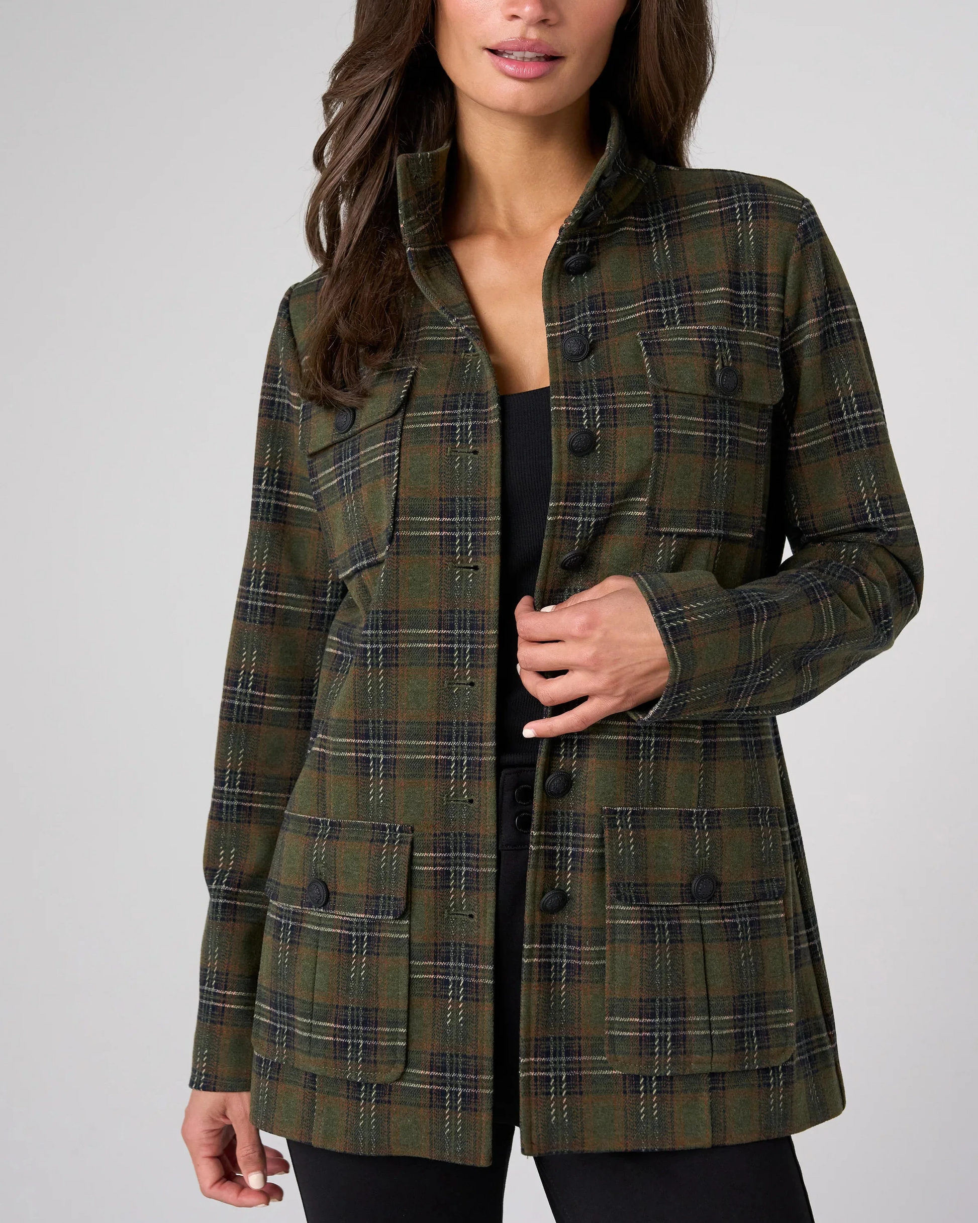 Funnel Neck Field Jacket in plaid by LIVERPOOL LOS ANGELES
