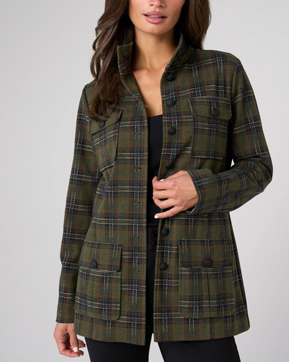 Funnel Neck Field Jacket in plaid by LIVERPOOL LOS ANGELES