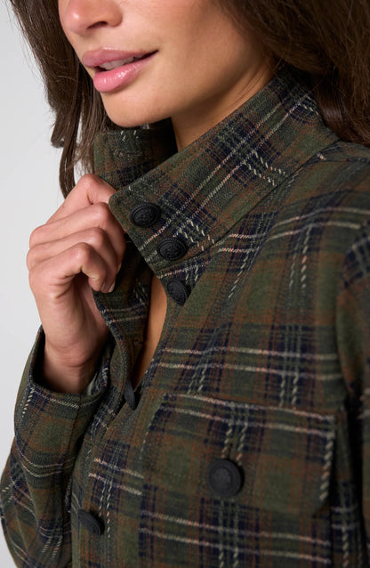 LIVERPOOL LOS ANGELES Funnel Neck Field Jacket in stretchable plaid