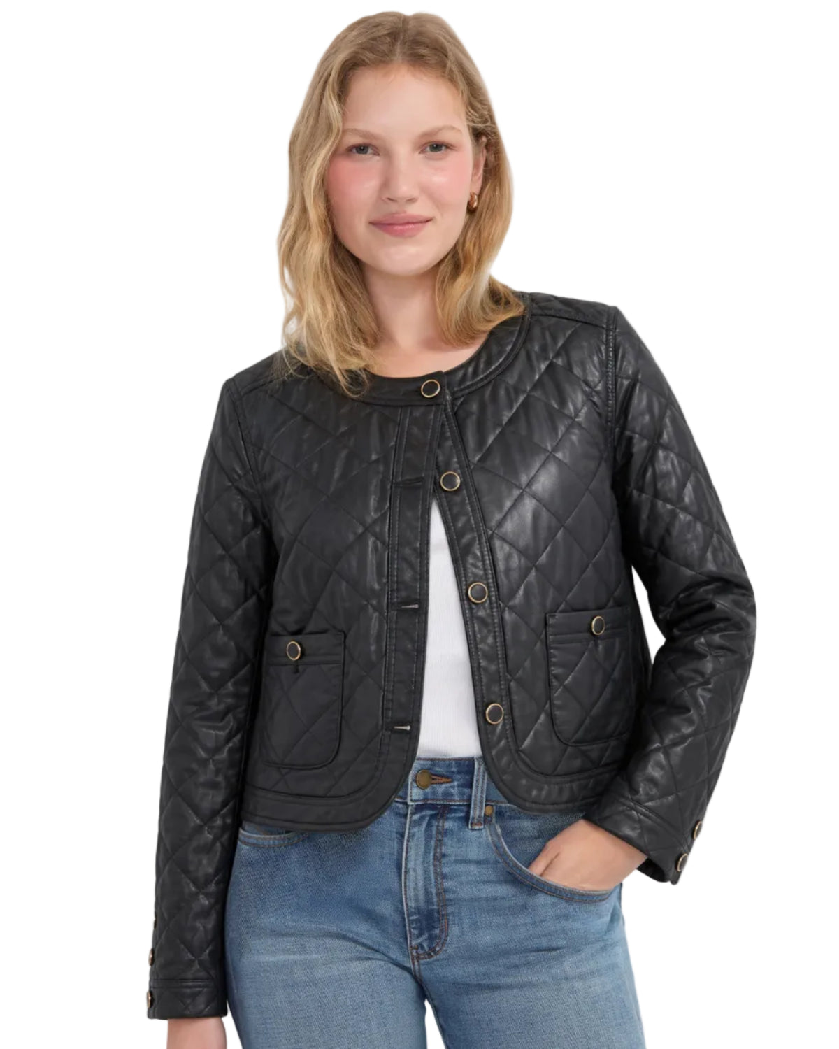 Quilted Collarless Jacket