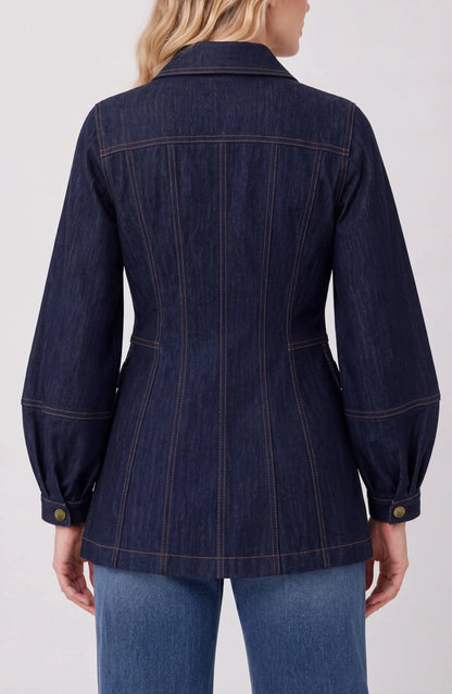 Lantern Sleeve Denim Jacket
