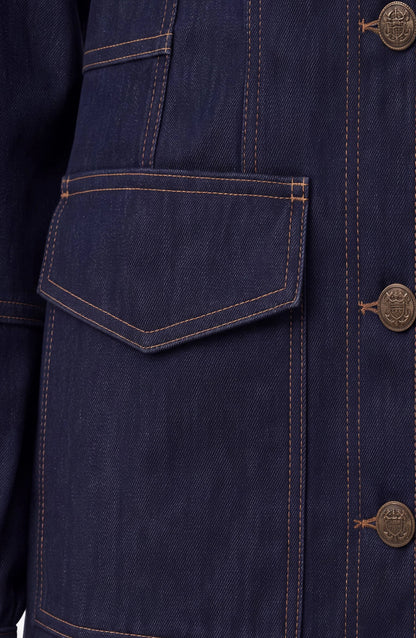 Lantern Sleeve Denim Jacket