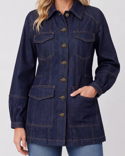Lantern Sleeve Denim Jacket