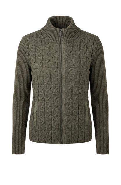 LIVERPOOL LOS ANGELES Green and Black Zip Front Quilted Sweater Jacket
