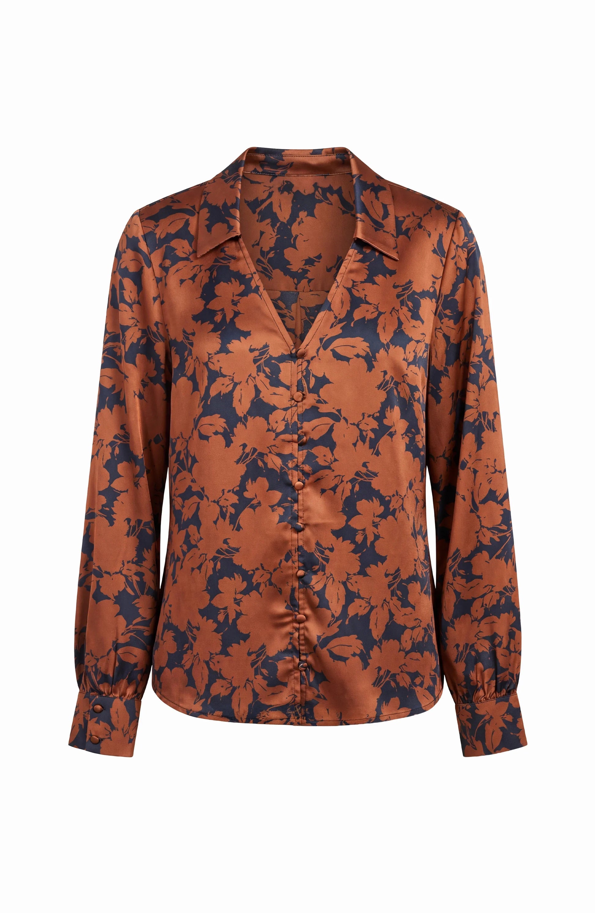 LIVERPOOL LOS ANGELES Button Front Woven Blouse in black and copper floral