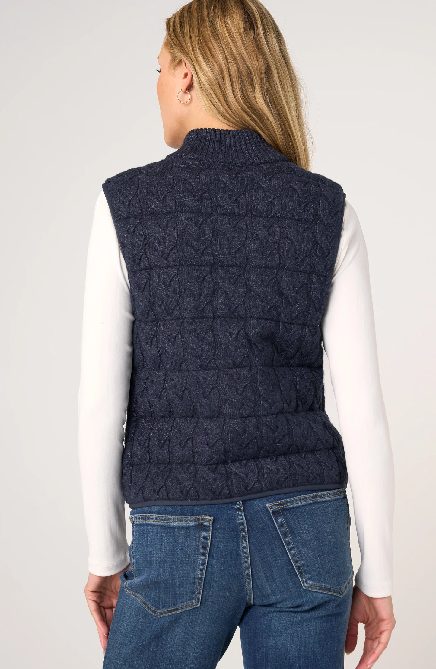 Sleeveless Reversible Quilted Sweater Vest in navy by LIVERPOOL LOS ANGELES