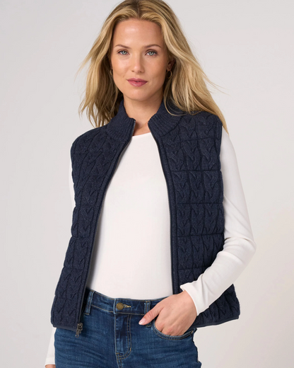 Sleeveless Reversible Quilted Sweater Vest in navy by LIVERPOOL LOS ANGELES