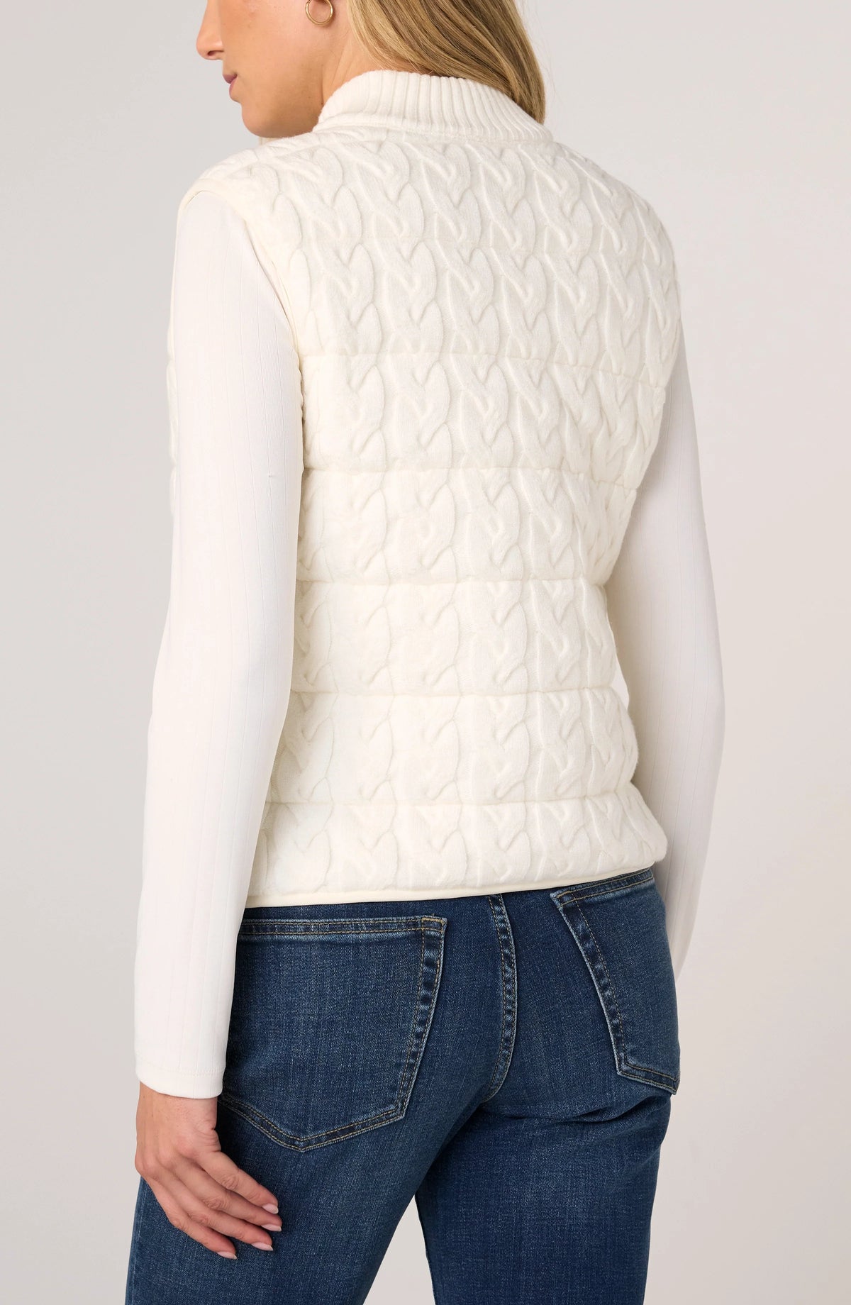 Sleeveless Reversible Quilted Sweater Vest in white by LIVERPOOL LOS ANGELES