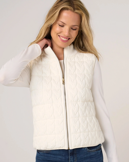 Sleeveless Reversible Quilted Sweater Vest in white by LIVERPOOL LOS ANGELES