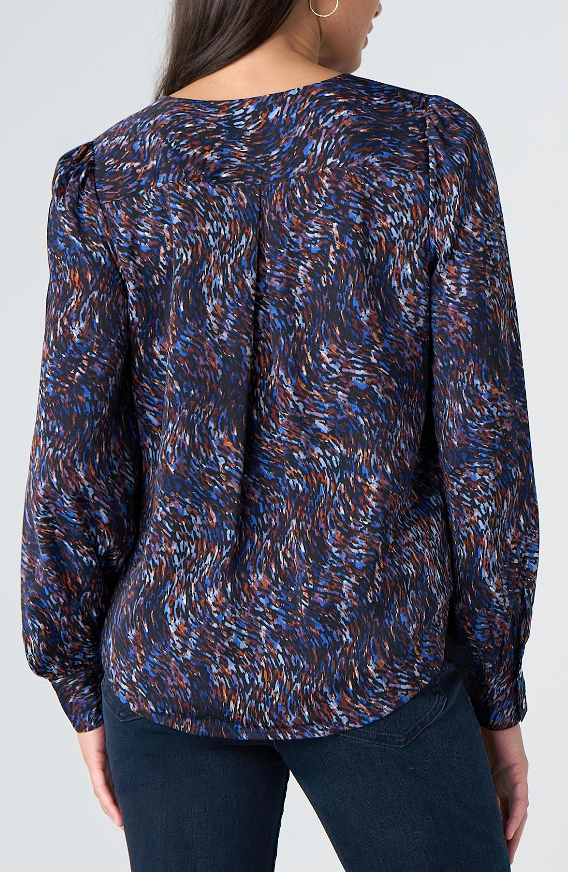 Long Sleeve Woven Blouse in navy by LIVERPOOL LOS ANGELES