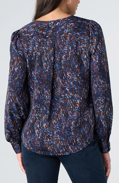 Long Sleeve Woven Blouse in navy by LIVERPOOL LOS ANGELES
