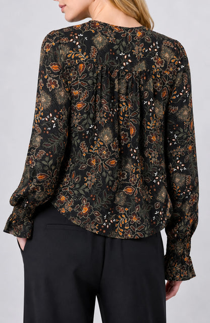 Long Sleeve Woven Blouse in black floral by LIVERPOOL LOS ANGELES