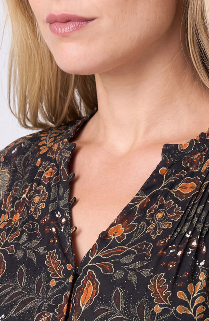 Long Sleeve Woven Blouse in black floral by LIVERPOOL LOS ANGELES