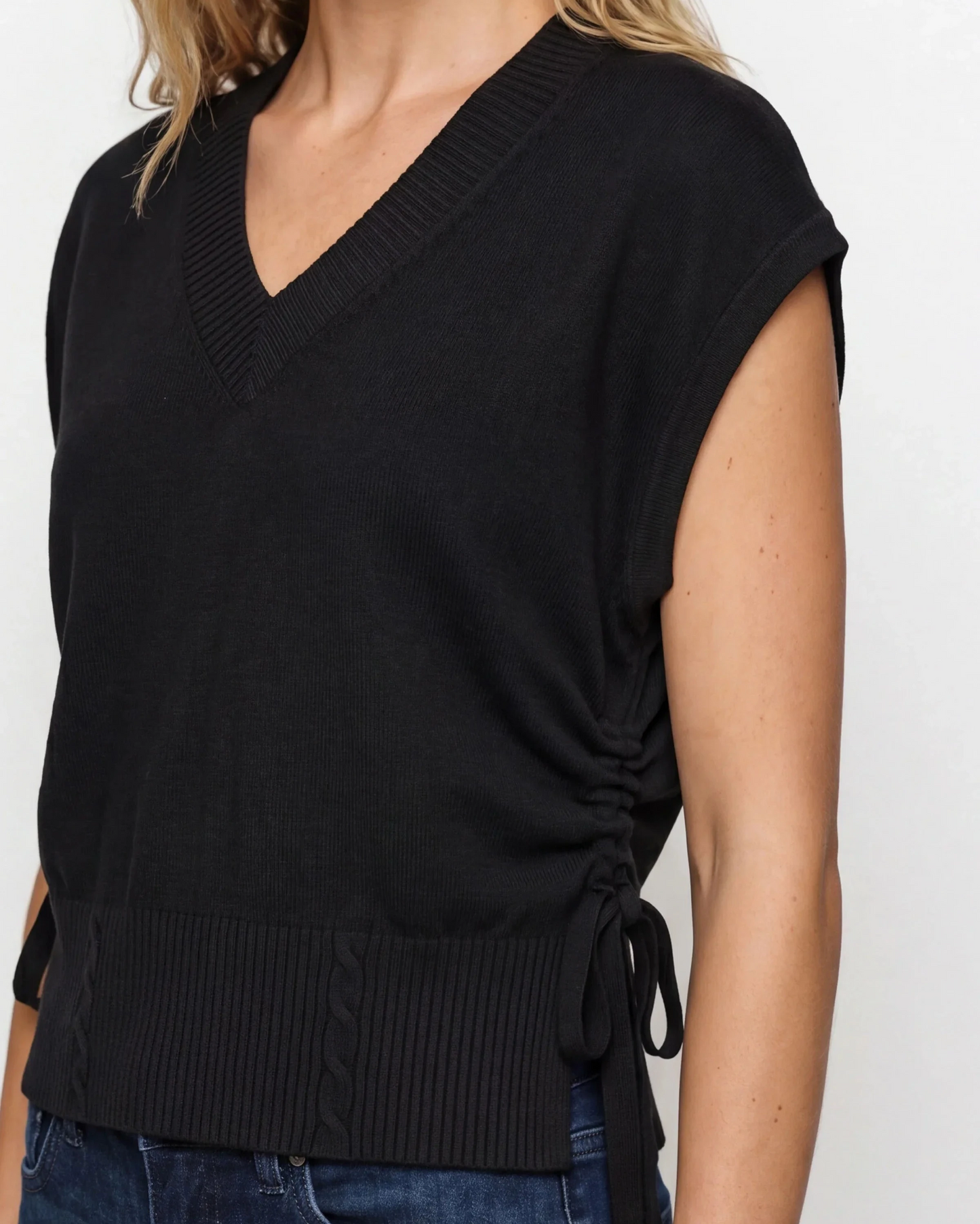 Vneck Dolman Popover Sweater w/Ties