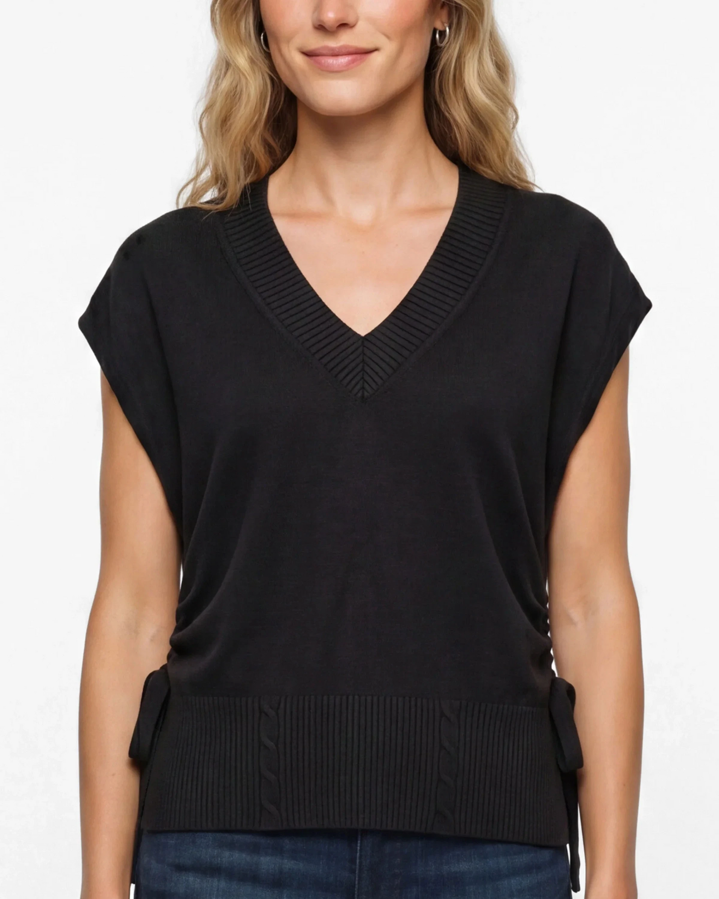 Vneck Dolman Popover Sweater w/Ties