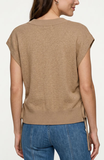 Vneck Dolman Popover Sweater w/Ties