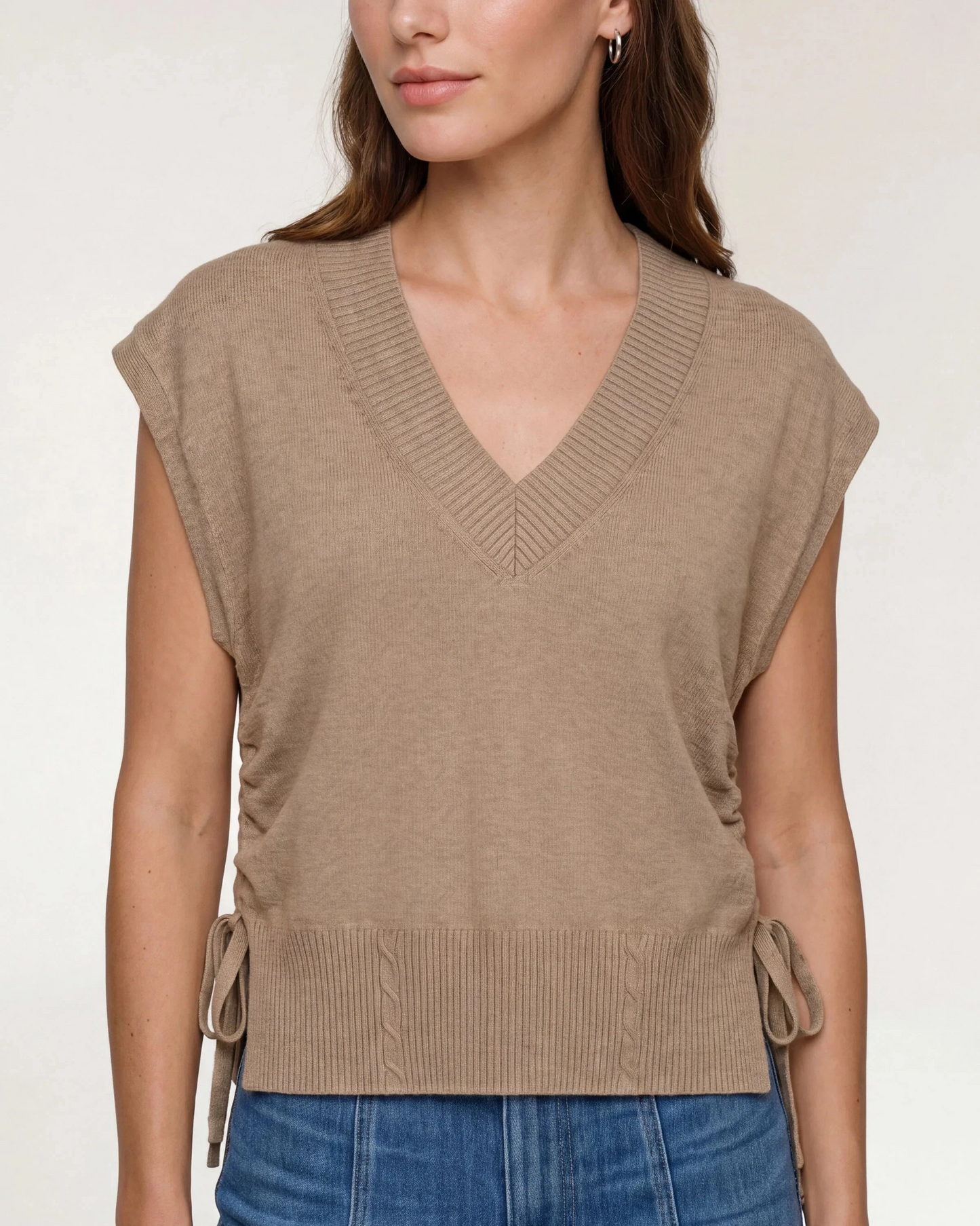 Vneck Dolman Popover Sweater w/Ties