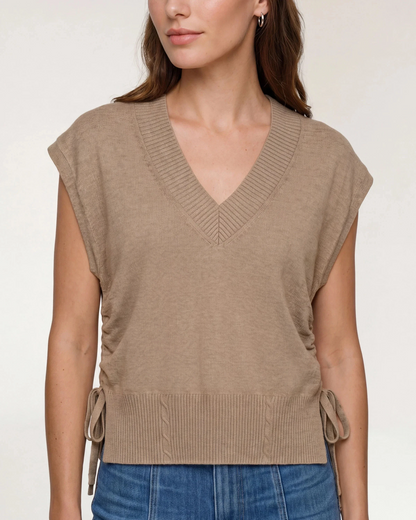 Vneck Dolman Popover Sweater w/Ties