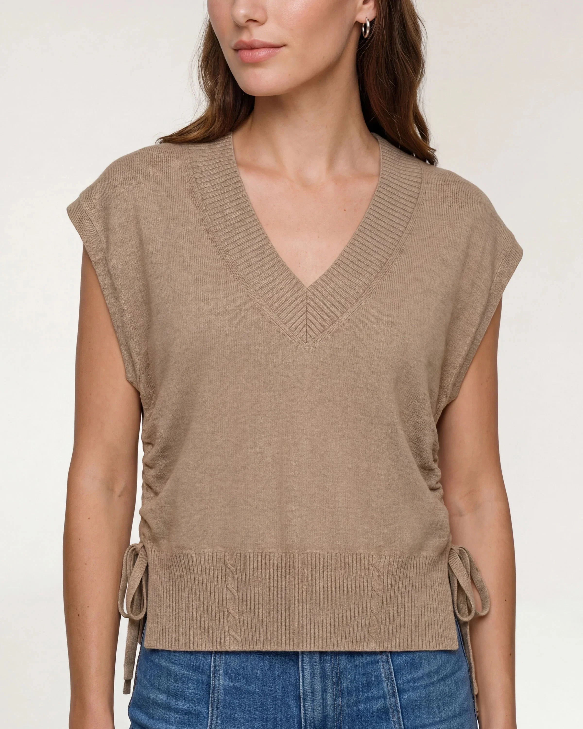 Vneck Dolman Popover Sweater w/Ties