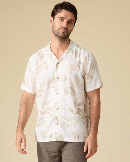 Parons SS Leaf Print Camp Collar Shirt