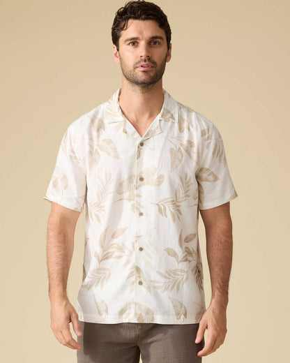 Parons SS Leaf Print Camp Collar Shirt