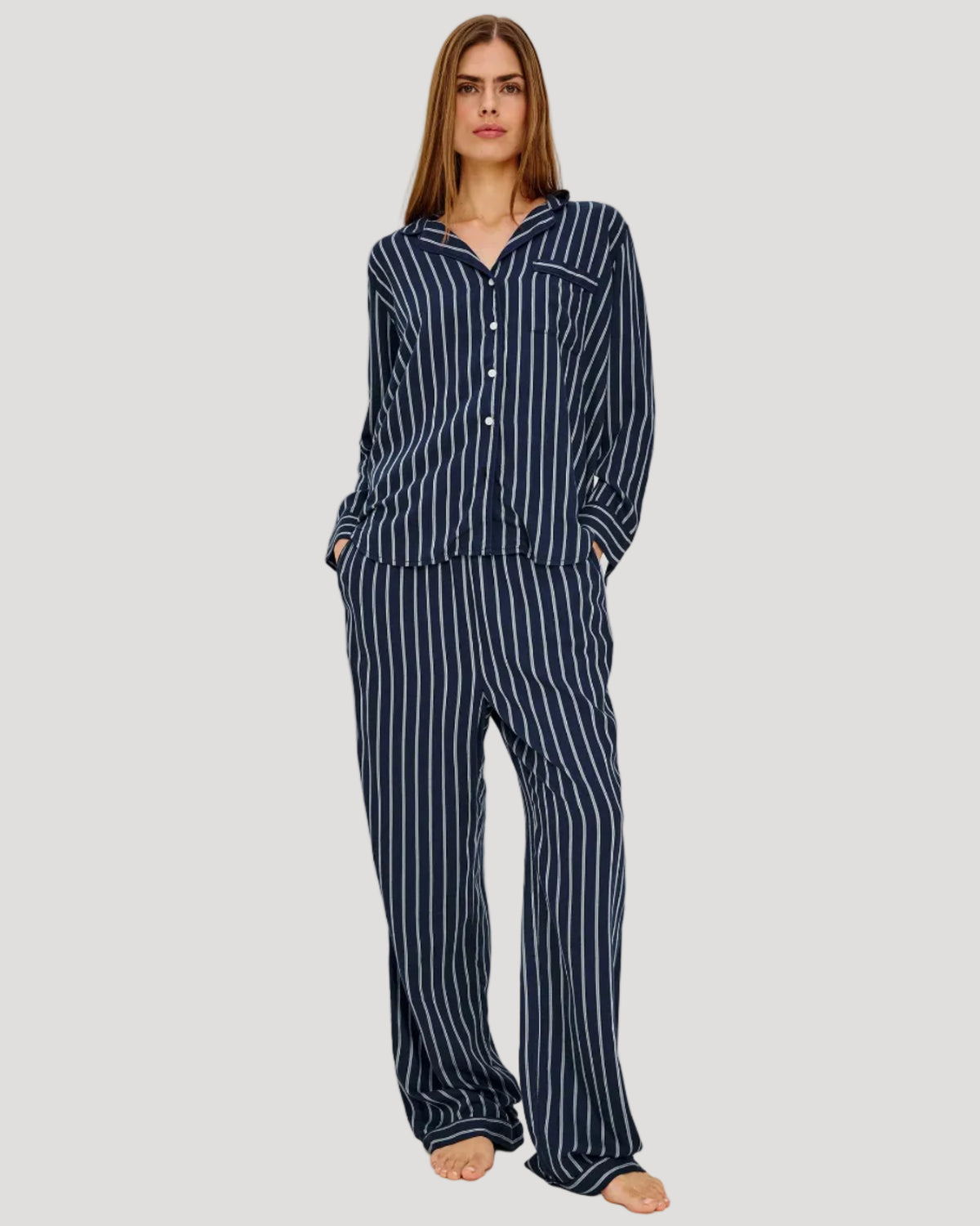 Luna Pajama Set - Navy Sky Stripe