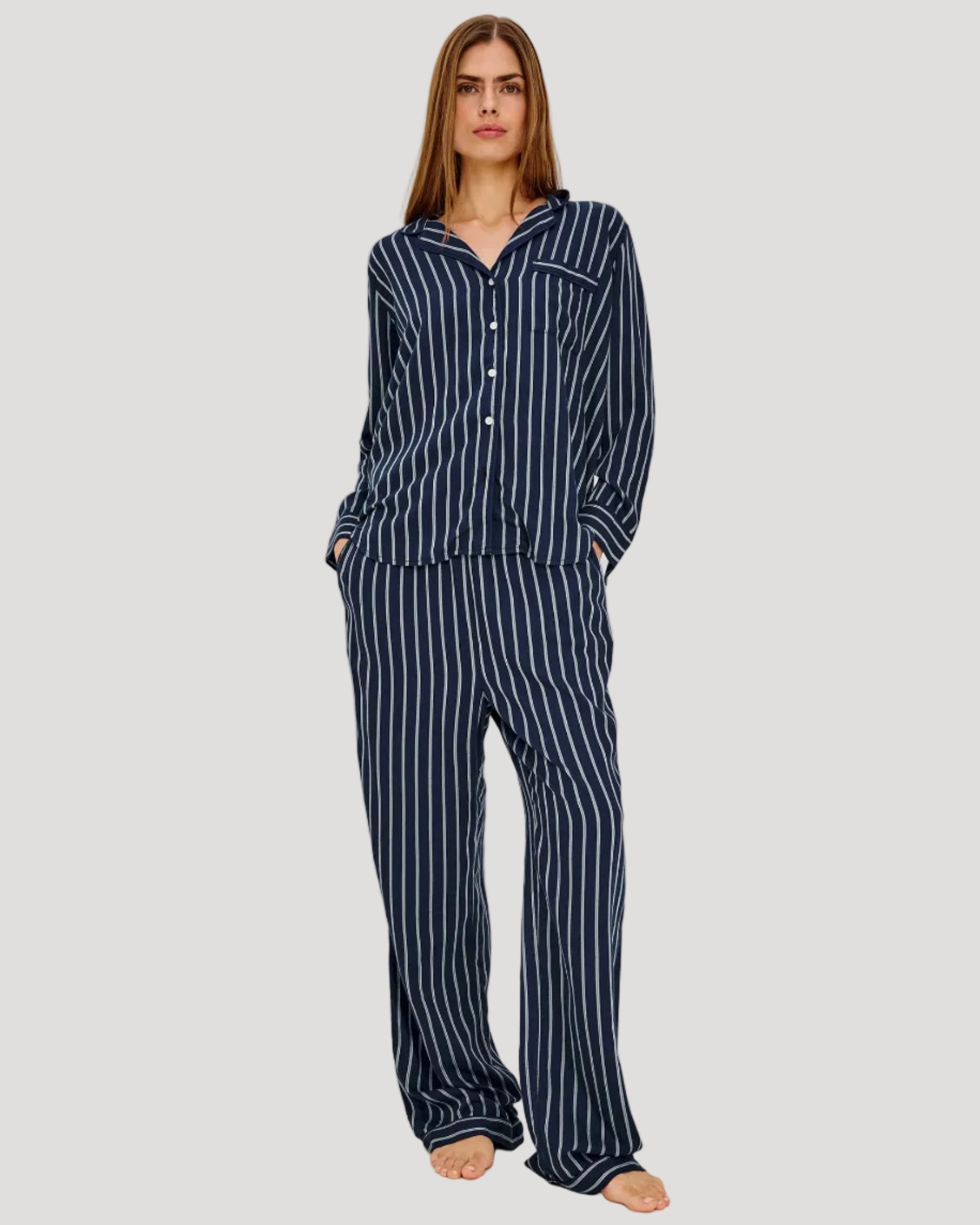 Luna Pajama Set - Navy Sky Stripe