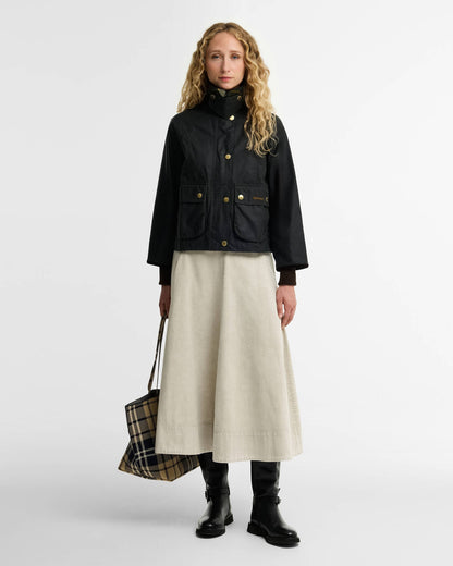 Cropped Beadnell Wax Jacket - Sage/Ancient