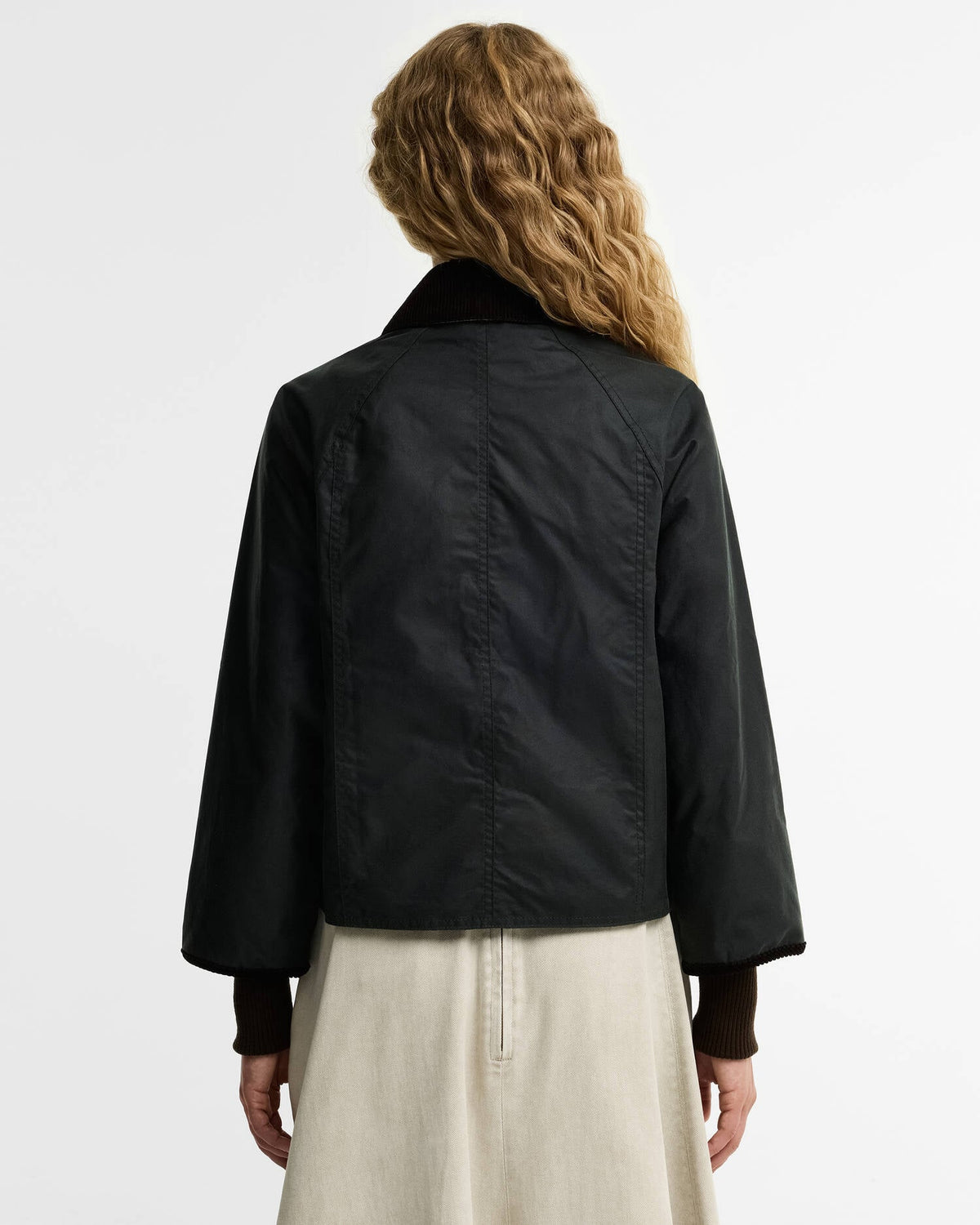 Cropped Beadnell Wax Jacket - Sage/Ancient