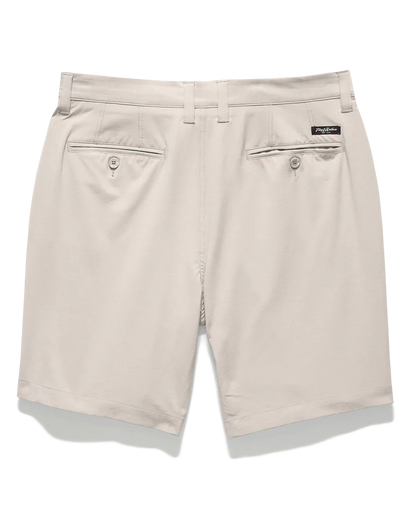 COTTON BLEND ANY-WEAR PERFORMANCE SHORT - 8" INSEAM in beige, moisture-wicking stretch by FLAG & ANTHEM