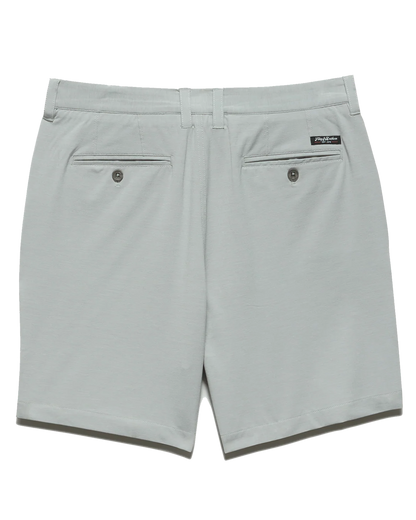 COTTON BLEND ANY-WEAR PERFORMANCE SHORT - 8" INSEAM in light gray, moisture-wicking stretch fabric