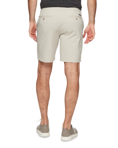 COTTON BLEND ANY-WEAR PERFORMANCE SHORT - 8" INSEAM in beige, stretch, quick drying by FLAG & ANTHEM