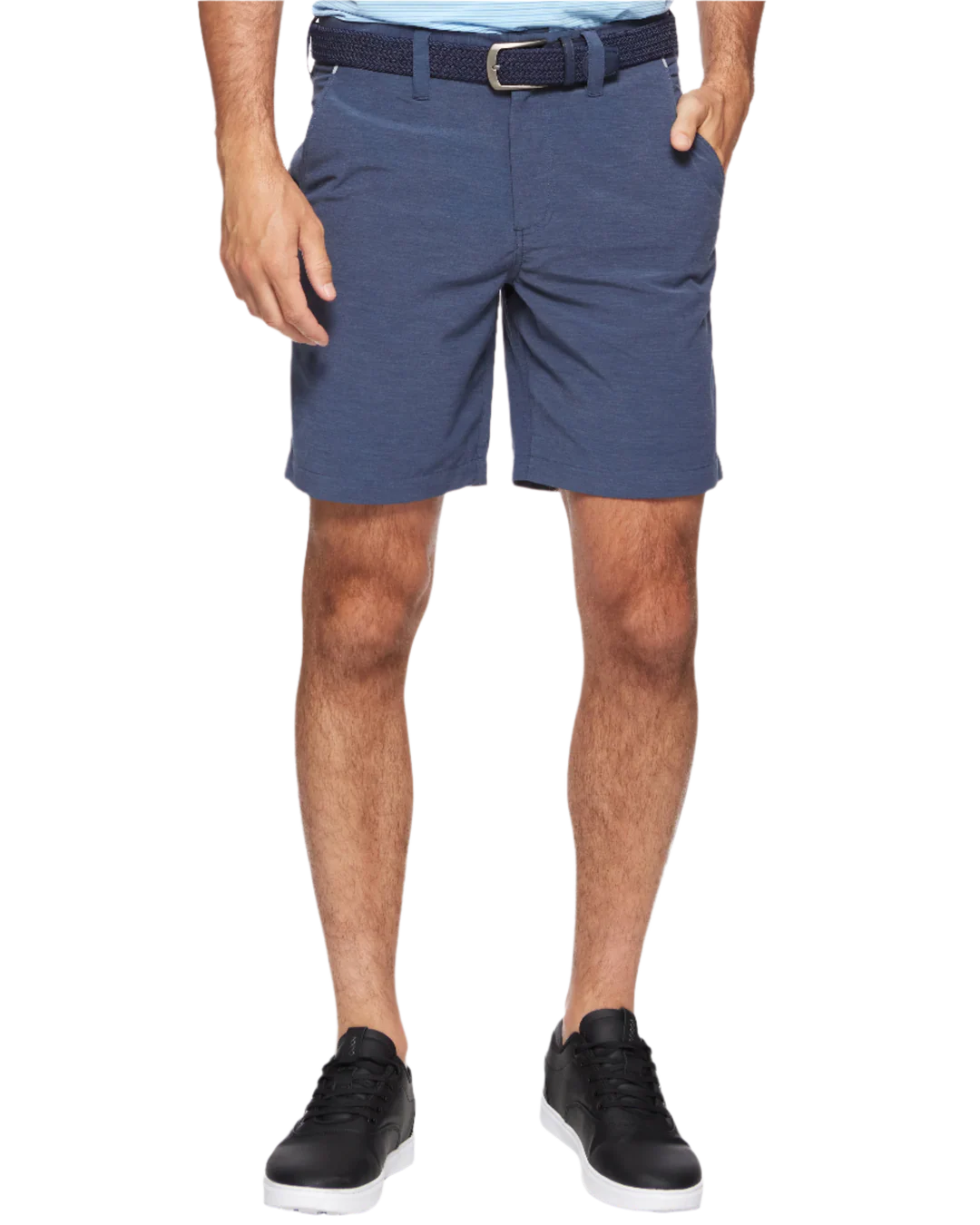 COTTON BLEND ANY-WEAR PERFORMANCE SHORT - 8" INSEAM in navy with stretch, quick-dry fabric