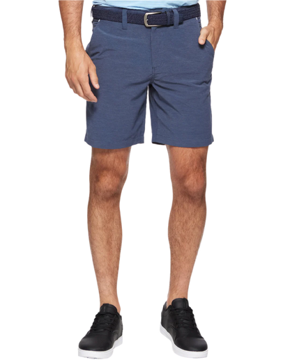 COTTON BLEND ANY-WEAR PERFORMANCE SHORT - 8" INSEAM in navy with stretch, quick-dry fabric