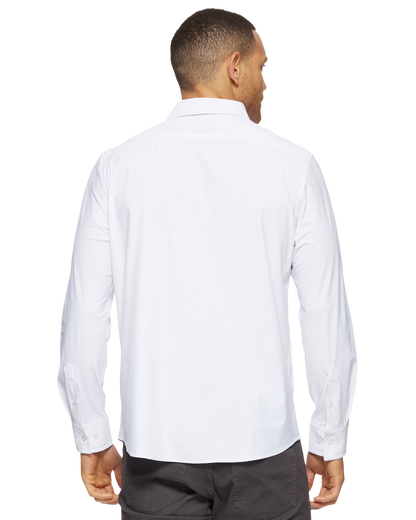 Loretto LS Dot Print Journey Shirt in white dot print