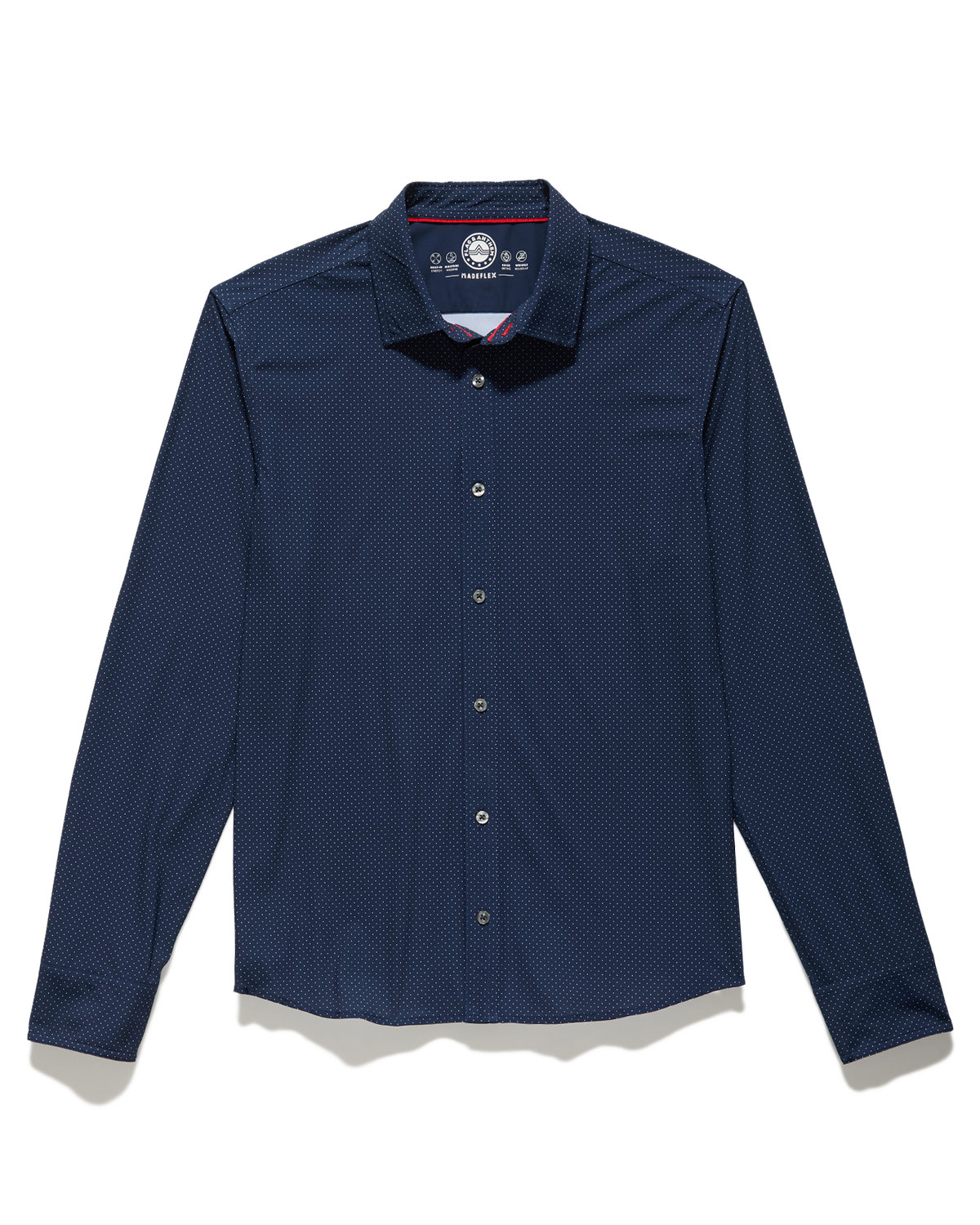 Loretto LS Dot Print Journey Shirt in navy with dots