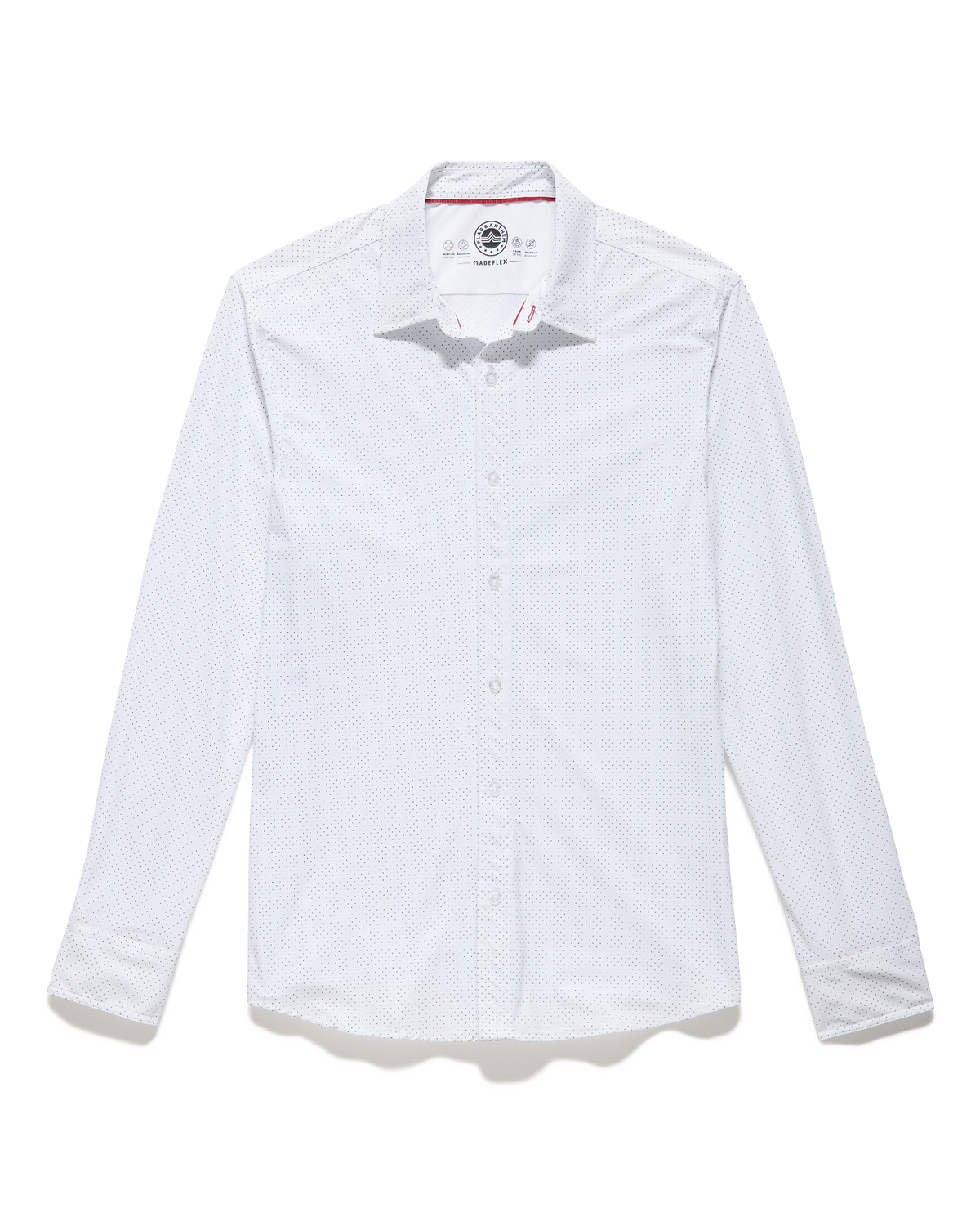 Loretto LS Dot Print Journey Shirt in white with navy dots by FLAG & ANTHEM
