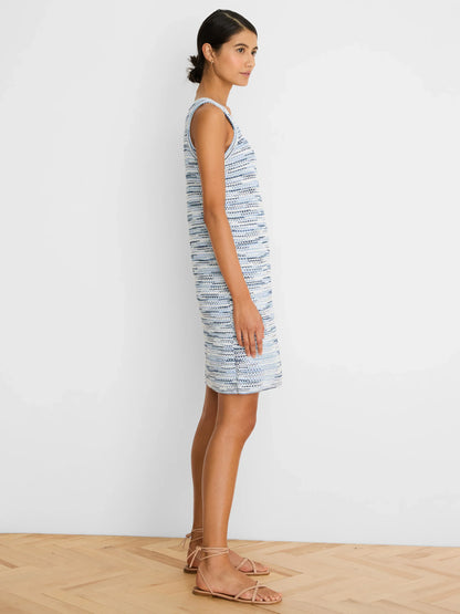 Spacedye Tuck Stich Knit Avery Dress in blue space-dyed knit, NIC AND ZOE Women's Dresses HCO