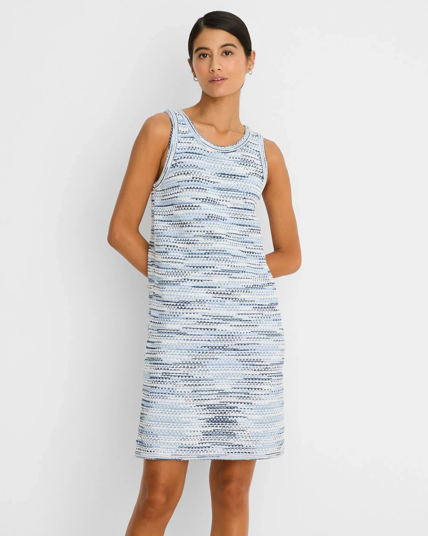 Spacedye Tuck Stich Knit Avery Dress in blue-toned knit by NIC AND ZOE, Women's Dresses & Jumpsuits HCO