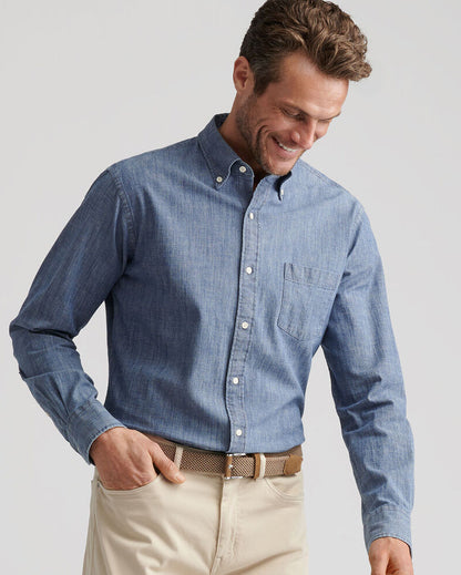 Devonport Chambray Cotton-Stretch Sport Shirt