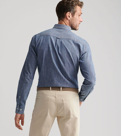 Devonport Chambray Cotton-Stretch Sport Shirt