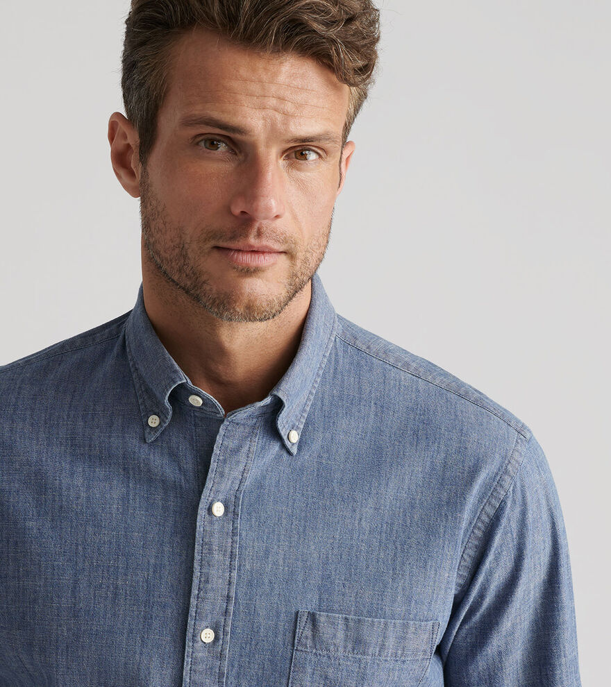 Devonport Chambray Cotton-Stretch Sport Shirt